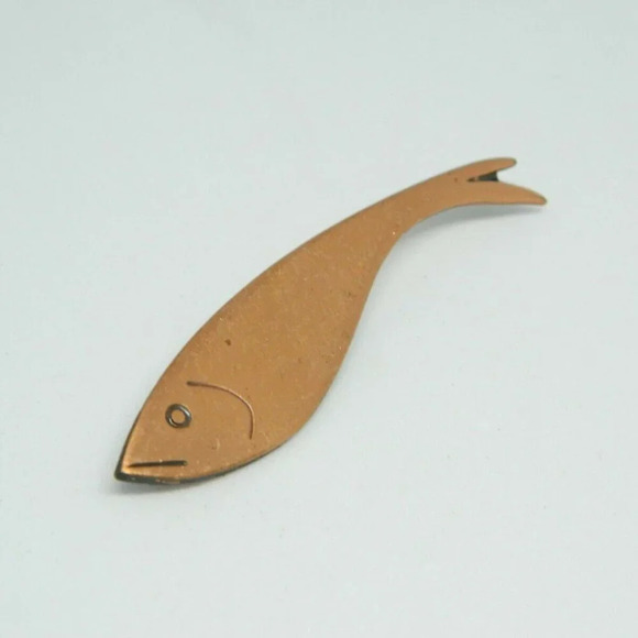 Copper Fish Vintage Pin Brooch Retro Mid Century - Picture 1 of 4